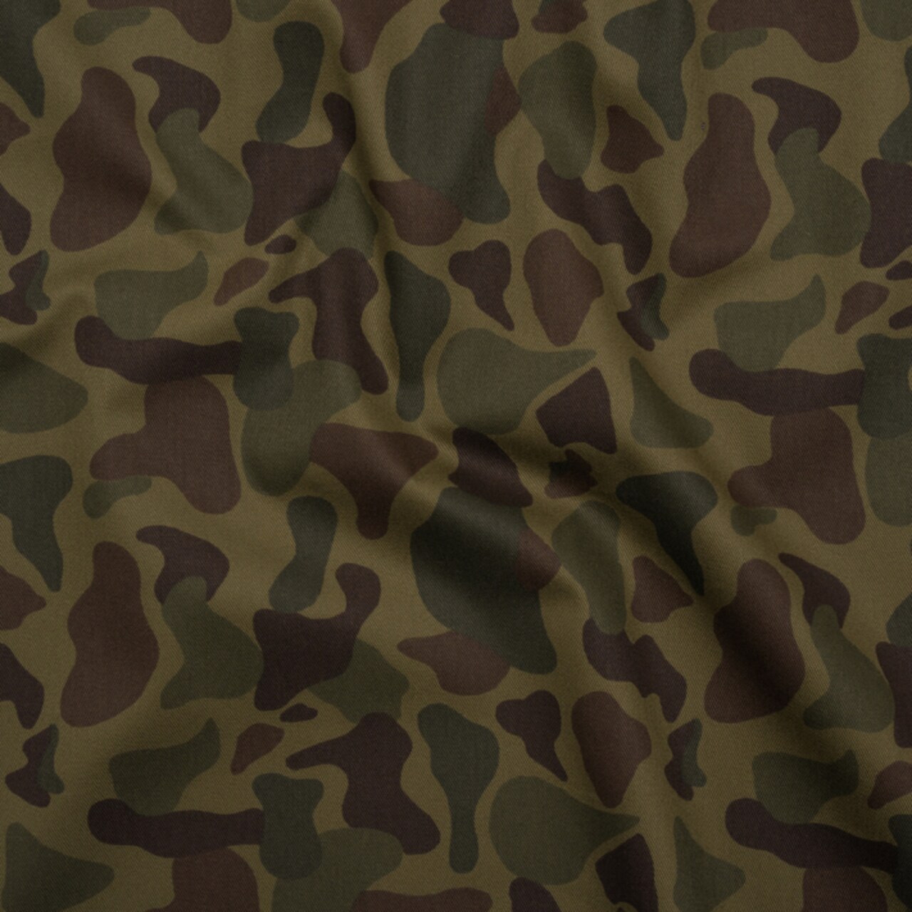 1 Yard Cotton Twill Rifle Green and Brown Camouflage Deadstock Fabric